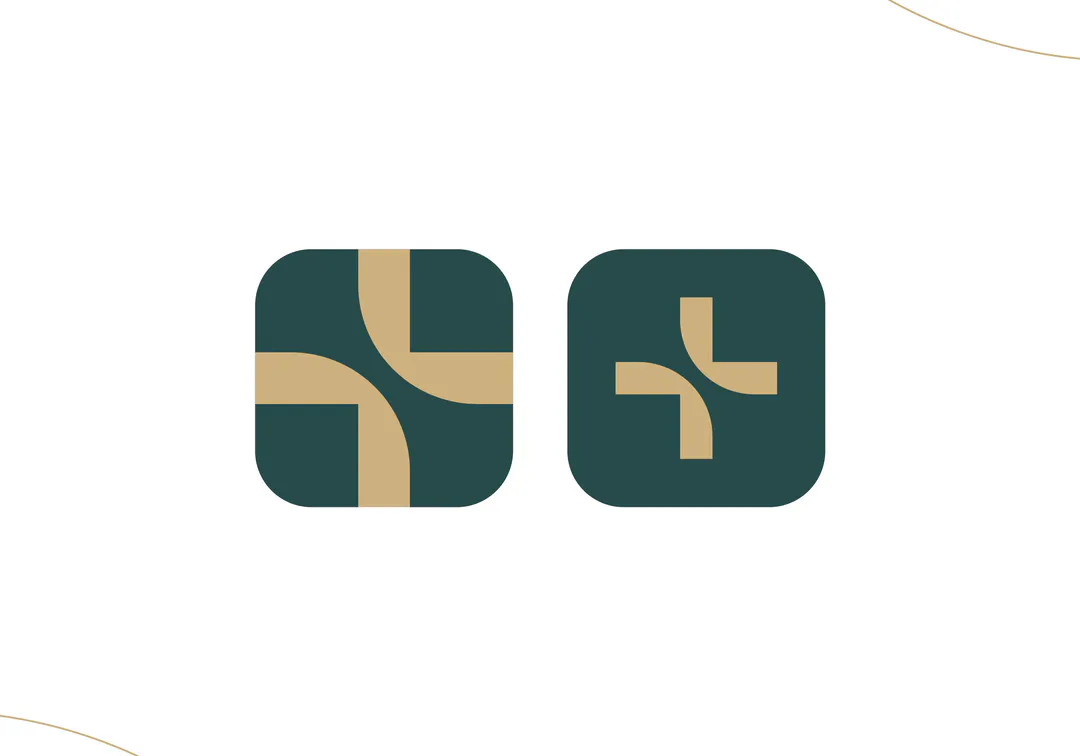 The Mullak+ app icons in deep teal and warm beige