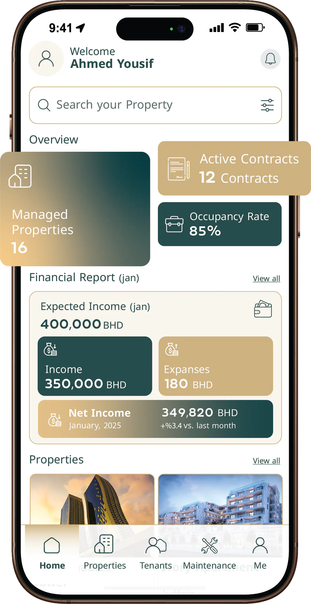 iPhone showing the Mullak+ owner dashboard